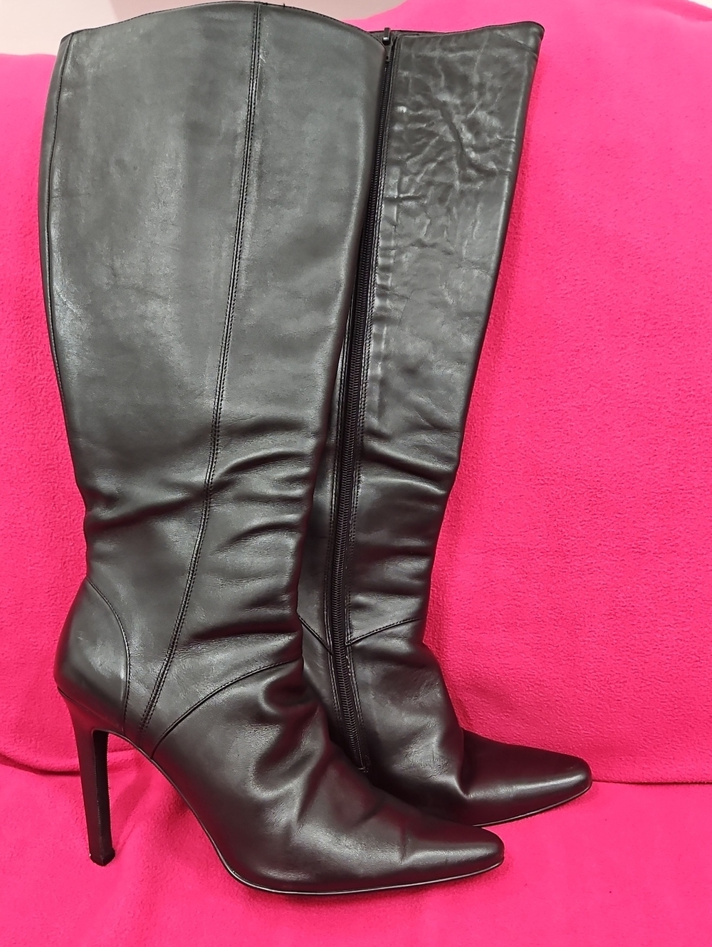 Classic Black Knee-High Stiletto Boots - Women's